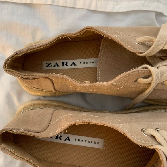 Zara Trafaluc espadrilles lace up flats EU39 suede upper - Picture 10 of 11